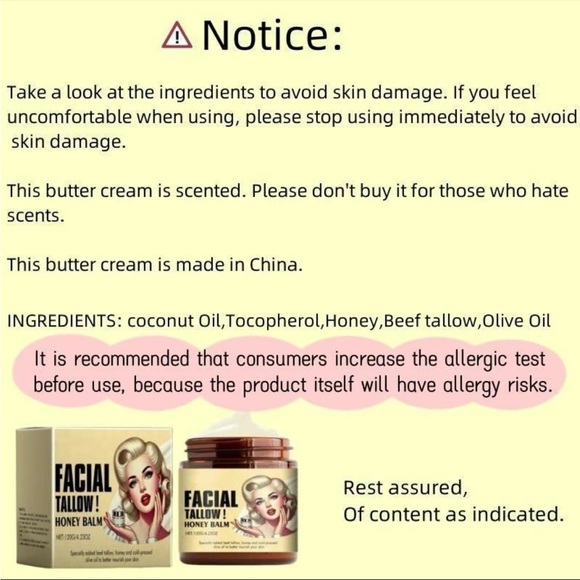 Whipped beef tallow and honey balm moisturizing body lotion moisturizer - Picture 3 of 8